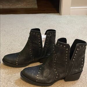 Very Volatile Black Studded Leather Ankle Boots